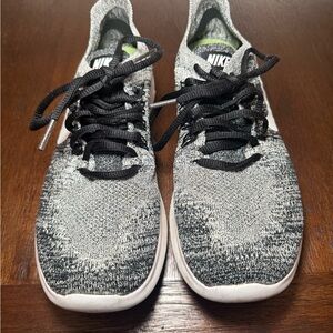 Nike Black and White FREE RN FlyKnit Sneakers